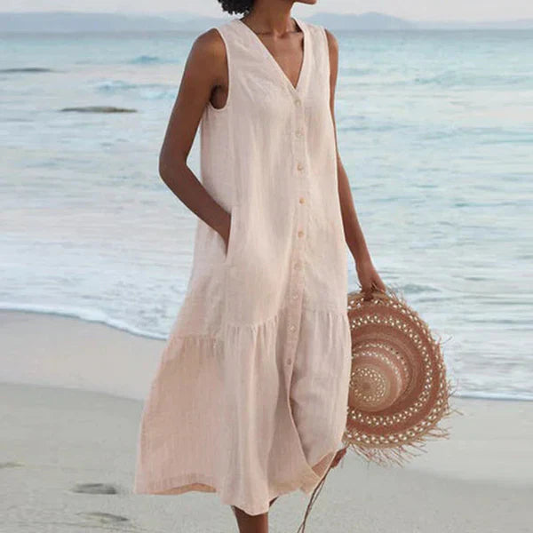 Luna Vela | Abito camicia senza maniche con scollo a V