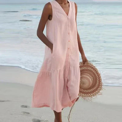 Luna Vela | Abito camicia senza maniche con scollo a V
