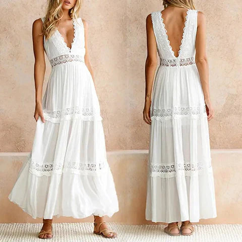 Kim | Abito in Pizzo con Scollatura a V