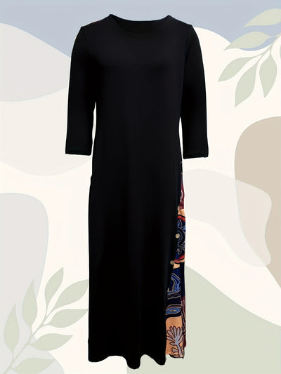 Abito A-Line con Stampa Digitale Casual da Donna