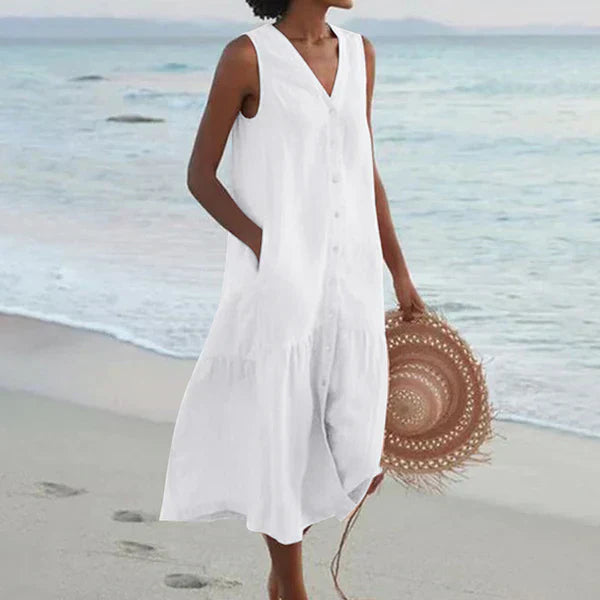 Luna Vela | Abito camicia senza maniche con scollo a V