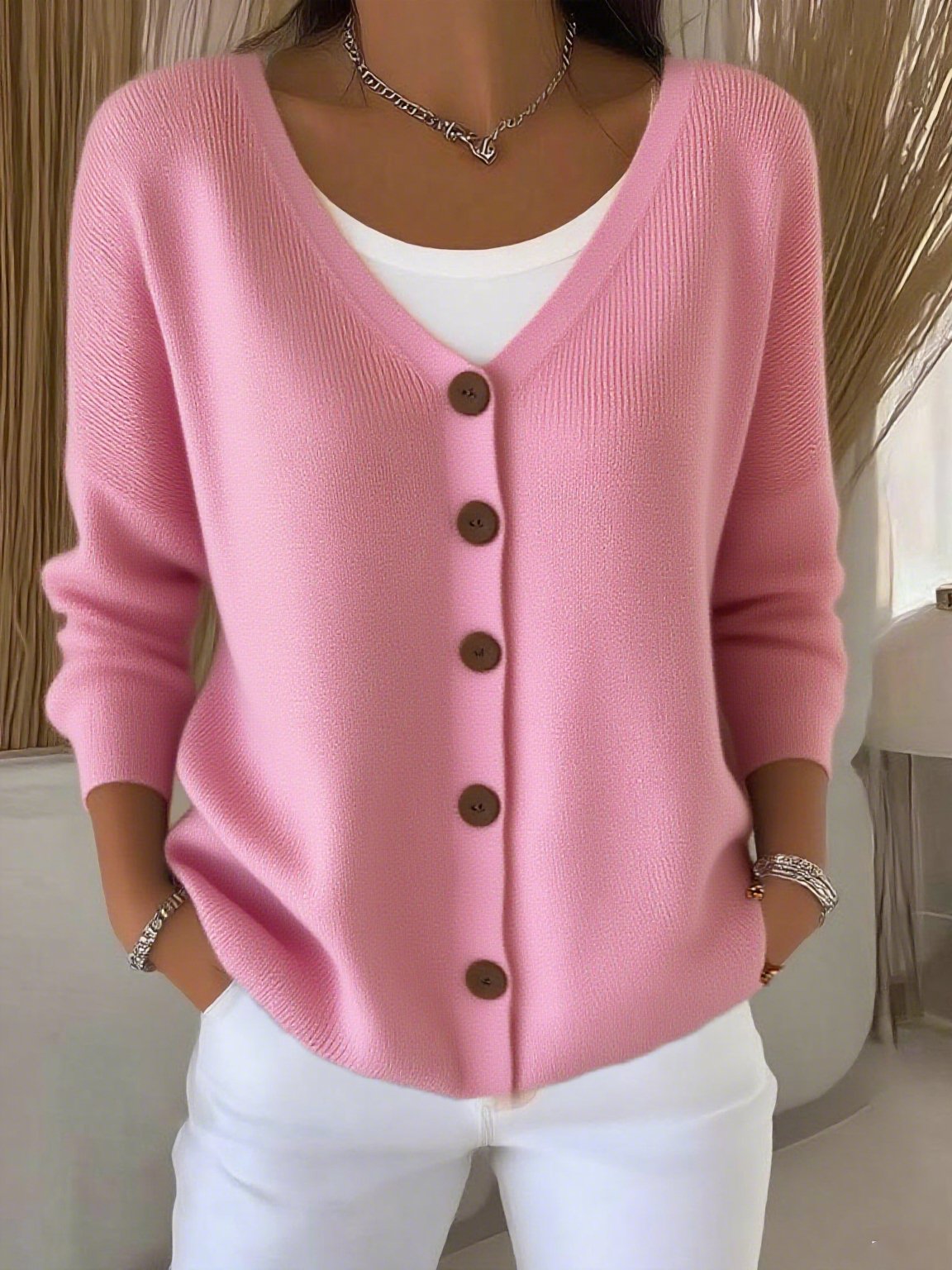 cardigan lavorato a maglia casual per donne in autunno