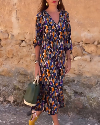 Nathalie | Abito con scollatura a V e stampa retro