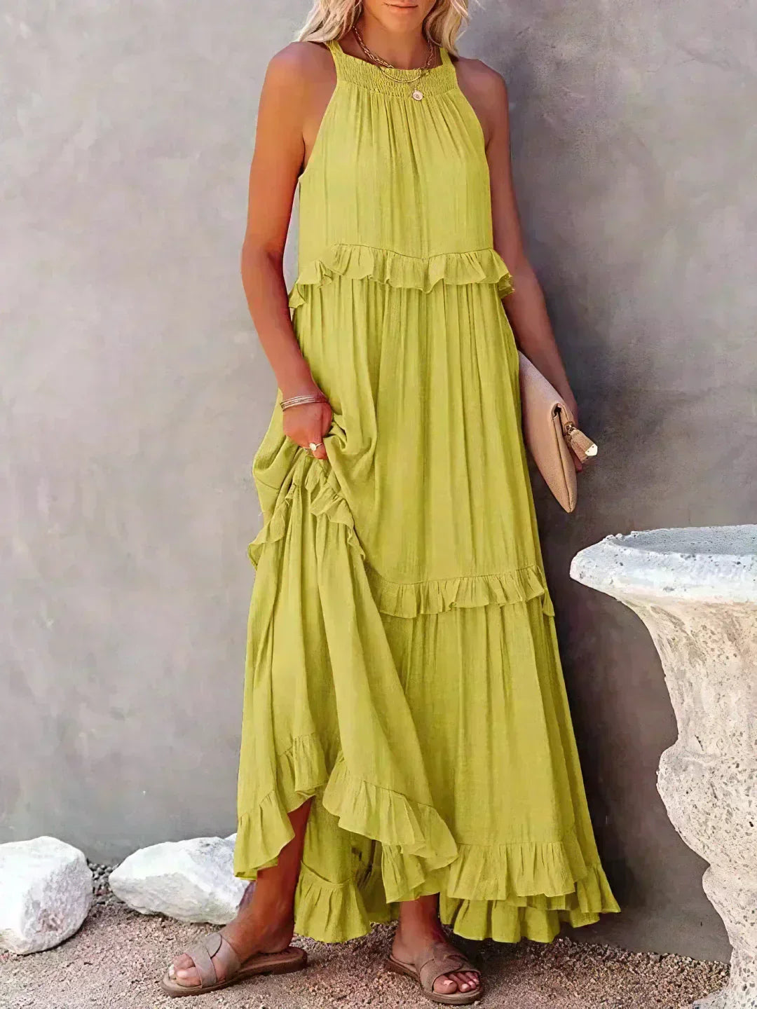 ANETA | Abito elegante senza maniche con volant