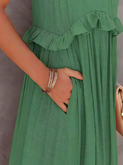 ANETA | Abito elegante senza maniche con volant