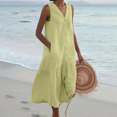 Luna Vela | Abito camicia senza maniche con scollo a V