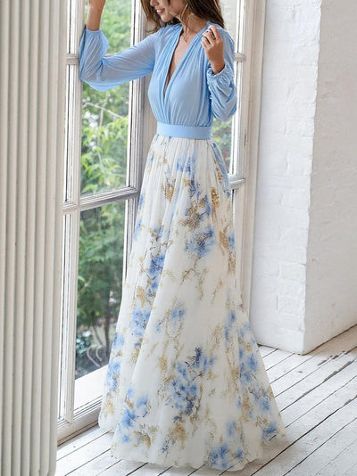 Abigail | Maxi Abito con Stampa di Fiori Brillanti