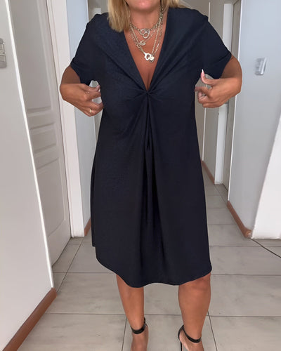 Laurence | Elegante abito plissettato con scollatura a V