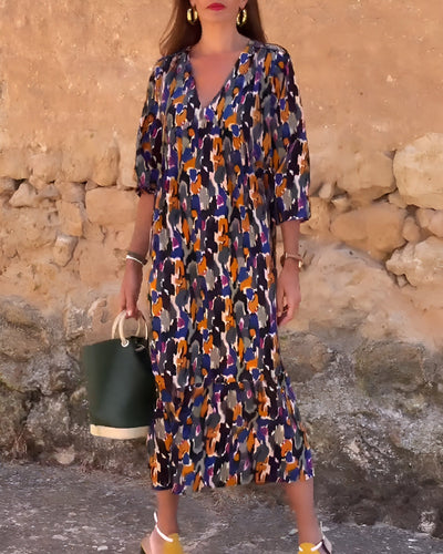 Nathalie | Abito con scollatura a V e stampa retro