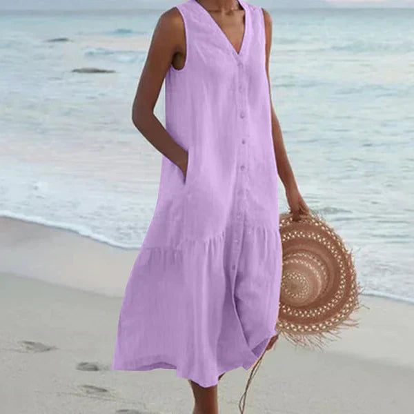 Luna Vela | Abito camicia senza maniche con scollo a V