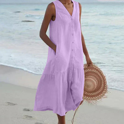 Luna Vela | Abito camicia senza maniche con scollo a V