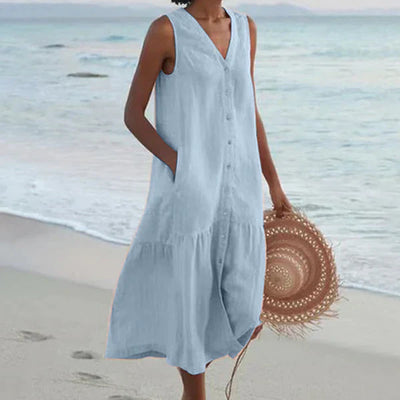 Luna Vela | Abito camicia senza maniche con scollo a V