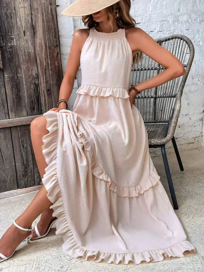 ANETA | Abito elegante senza maniche con volant