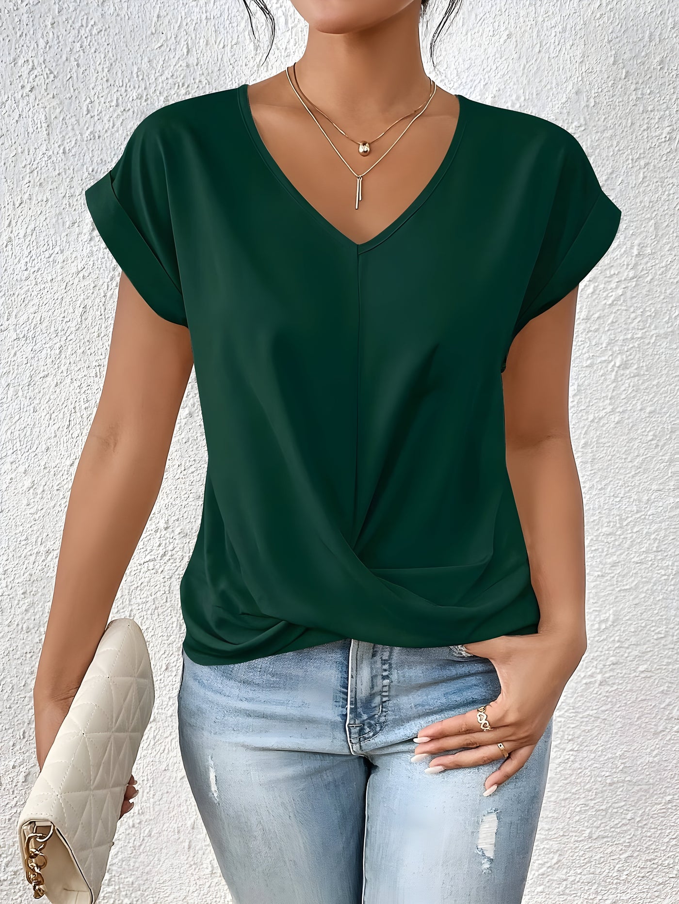 Maia – Top V-Hals con Twist Frontale