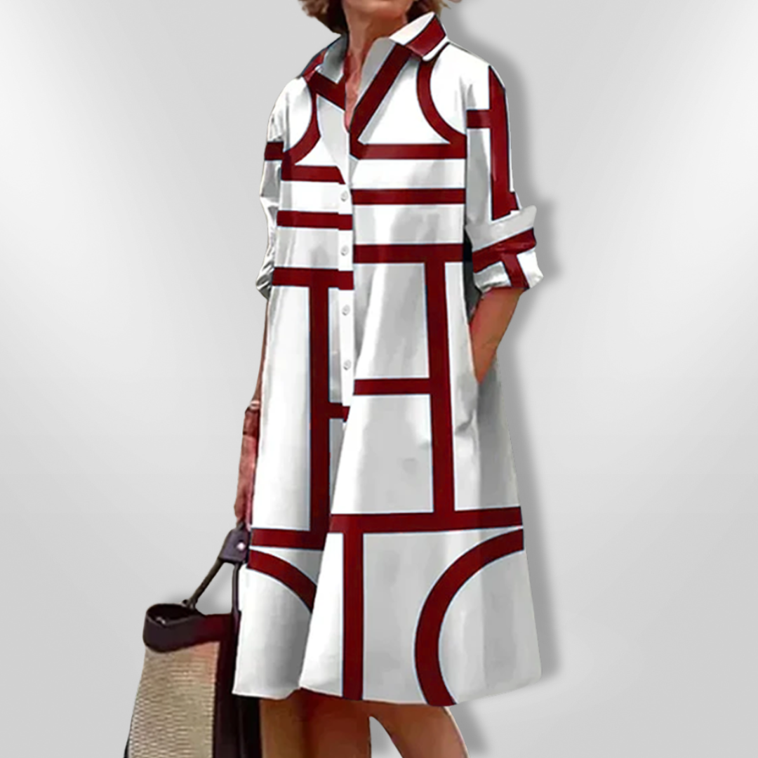 Leviana™ | Abito Midi con Motivo Geometrico