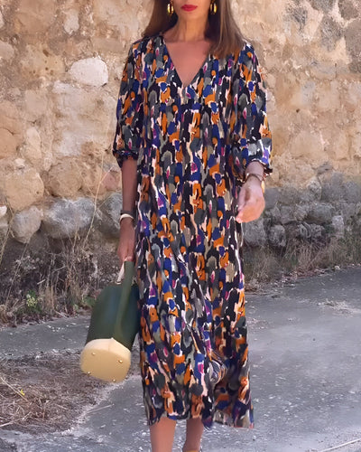 Nathalie | Abito con scollatura a V e stampa retro