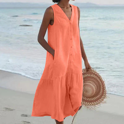 Luna Vela | Abito camicia senza maniche con scollo a V