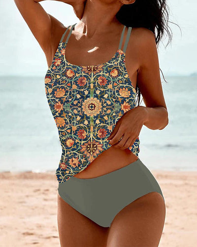 Tankini stampato con doppio spallino
