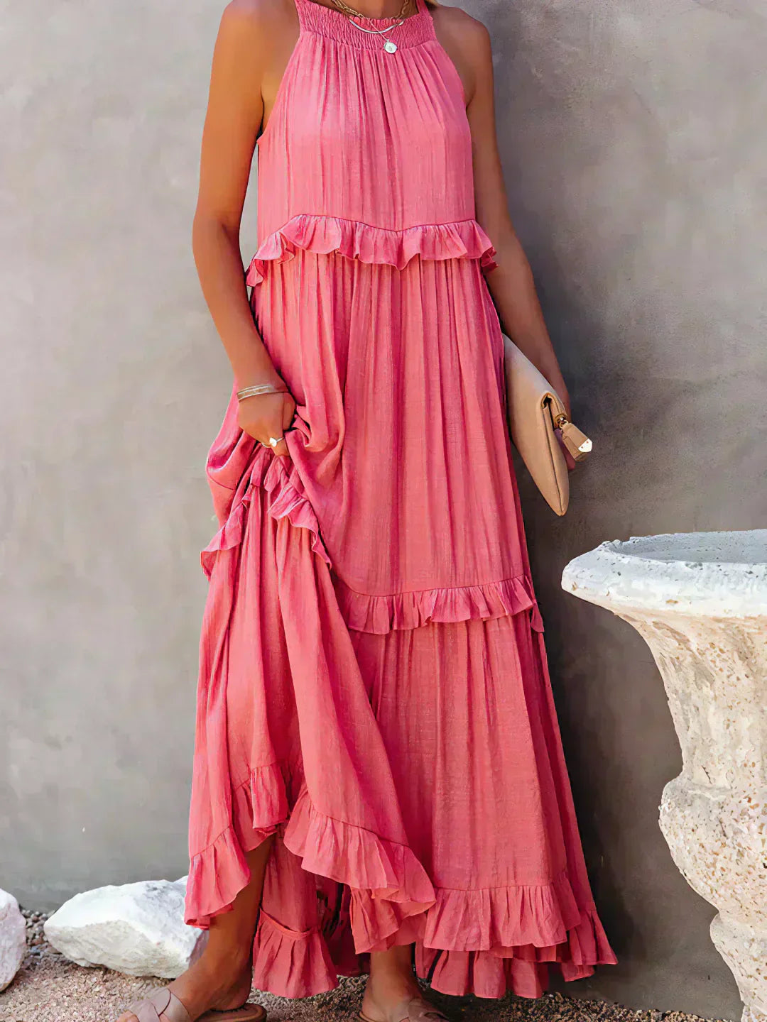 ANETA | Abito elegante senza maniche con volant