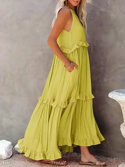 ANETA | Abito elegante senza maniche con volant