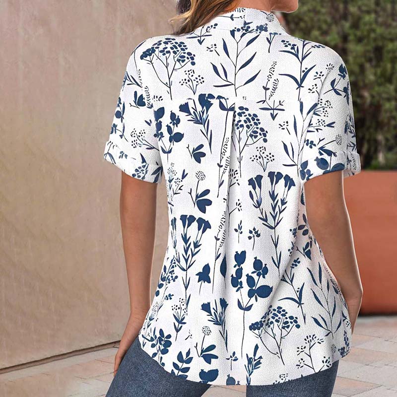 Blusa Casual con Stampa Foglia