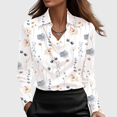 Sylvie | Blusa con lucentezza di lusso e scollatura plissettata