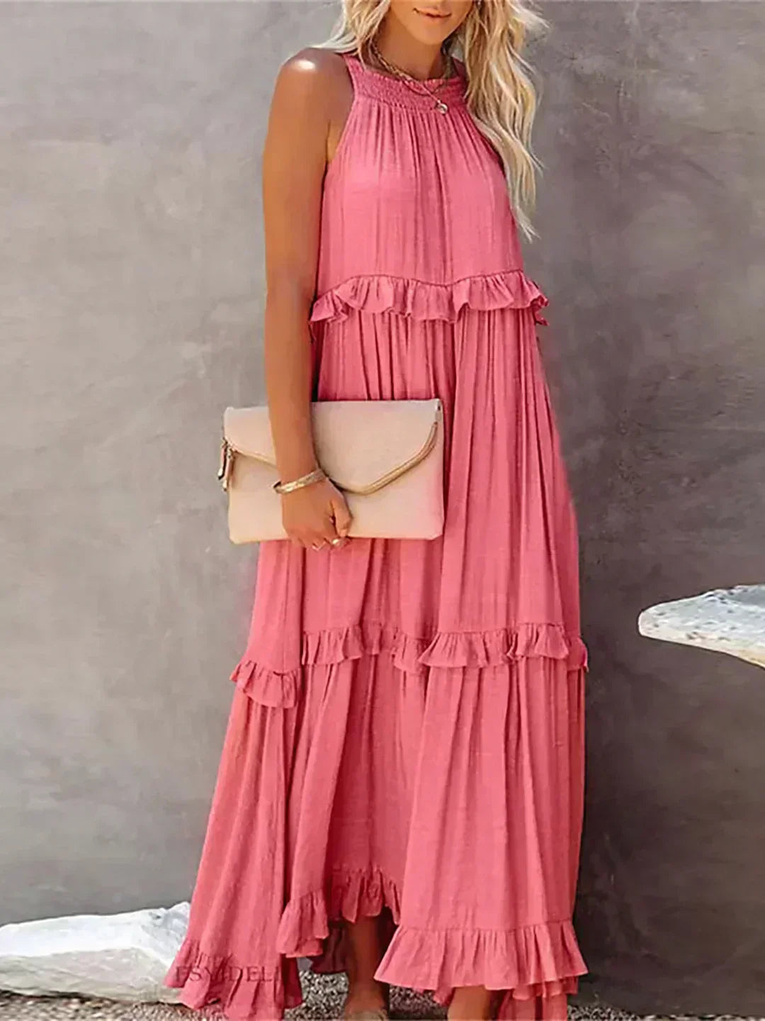 ANETA | Abito elegante senza maniche con volant