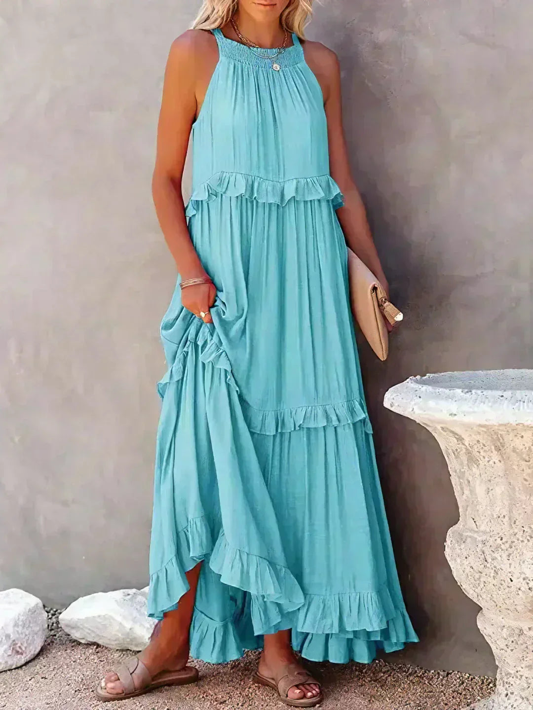 ANETA | Abito elegante senza maniche con volant