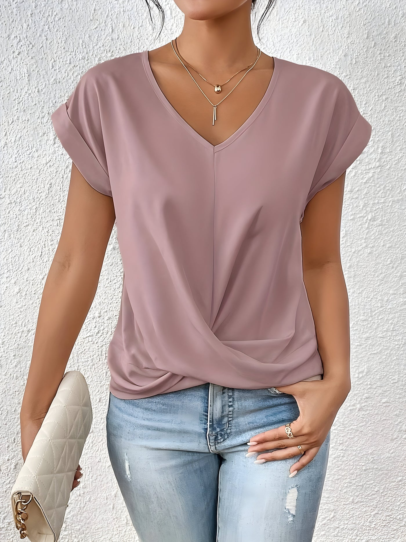 Maia – Top V-Hals con Twist Frontale