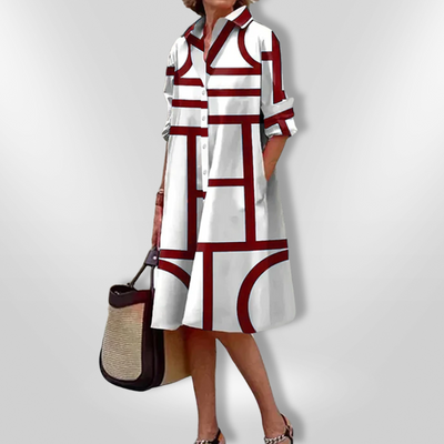 Leviana™ | Abito Midi con Motivo Geometrico
