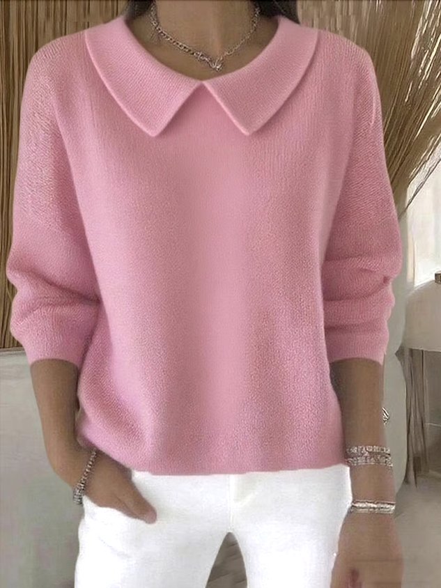 Pull casual in cotone per donne a maniche lunghe
