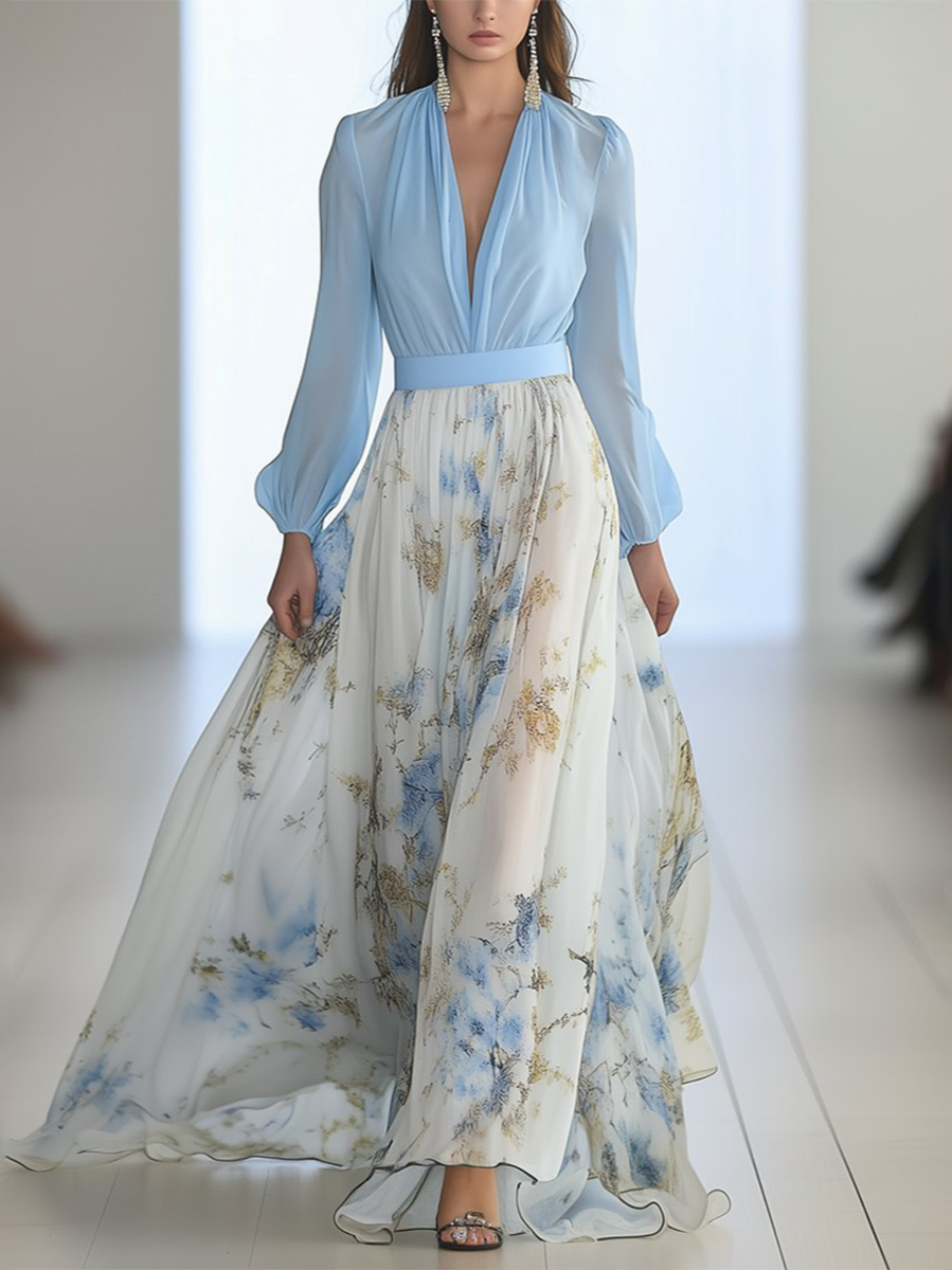 Abigail | Maxi Abito con Stampa di Fiori Brillanti