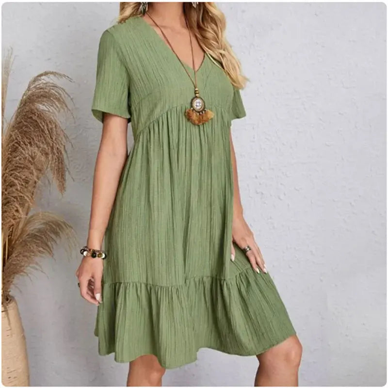 Abiti Peplum Estivi per Donne, V-Collo, Corti