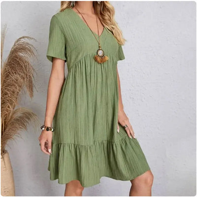 Abiti Peplum Estivi per Donne, V-Collo, Corti