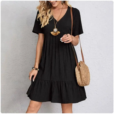 Abiti Peplum Estivi per Donne, V-Collo, Corti