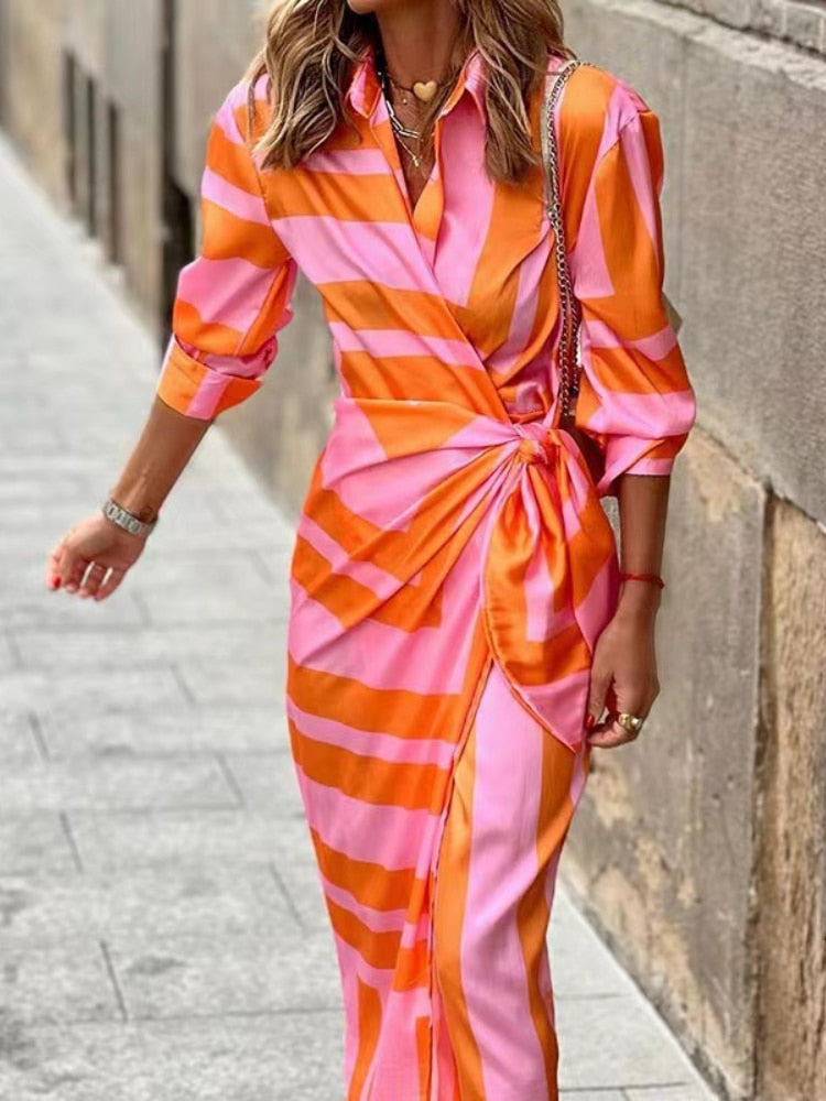 Clarissa | Vestito Chemise Midi a Righe