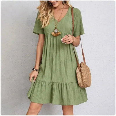 Abiti Peplum Estivi per Donne, V-Collo, Corti