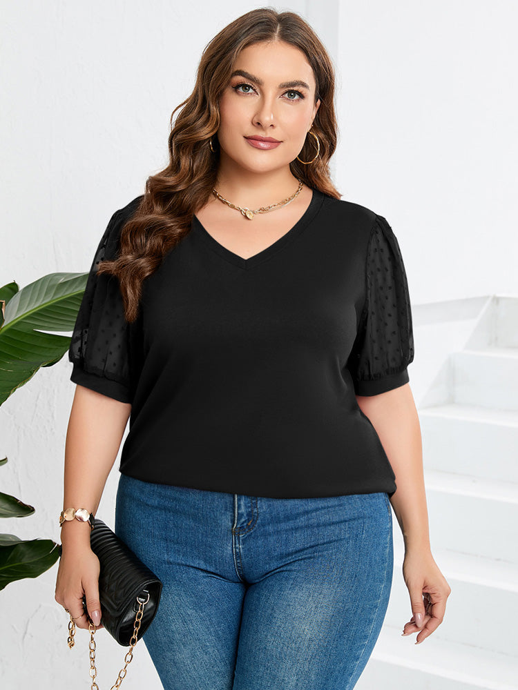 Rema – Top con Maniche Trasparenti e Scollatura a V