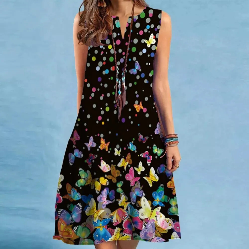 Abito da Donna Americana Cross Border Nuovo Vestito Senza Maniche con Scollatura a V