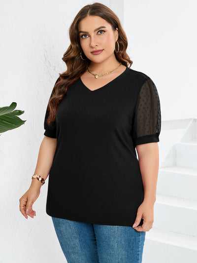 Rema – Top con Maniche Trasparenti e Scollatura a V