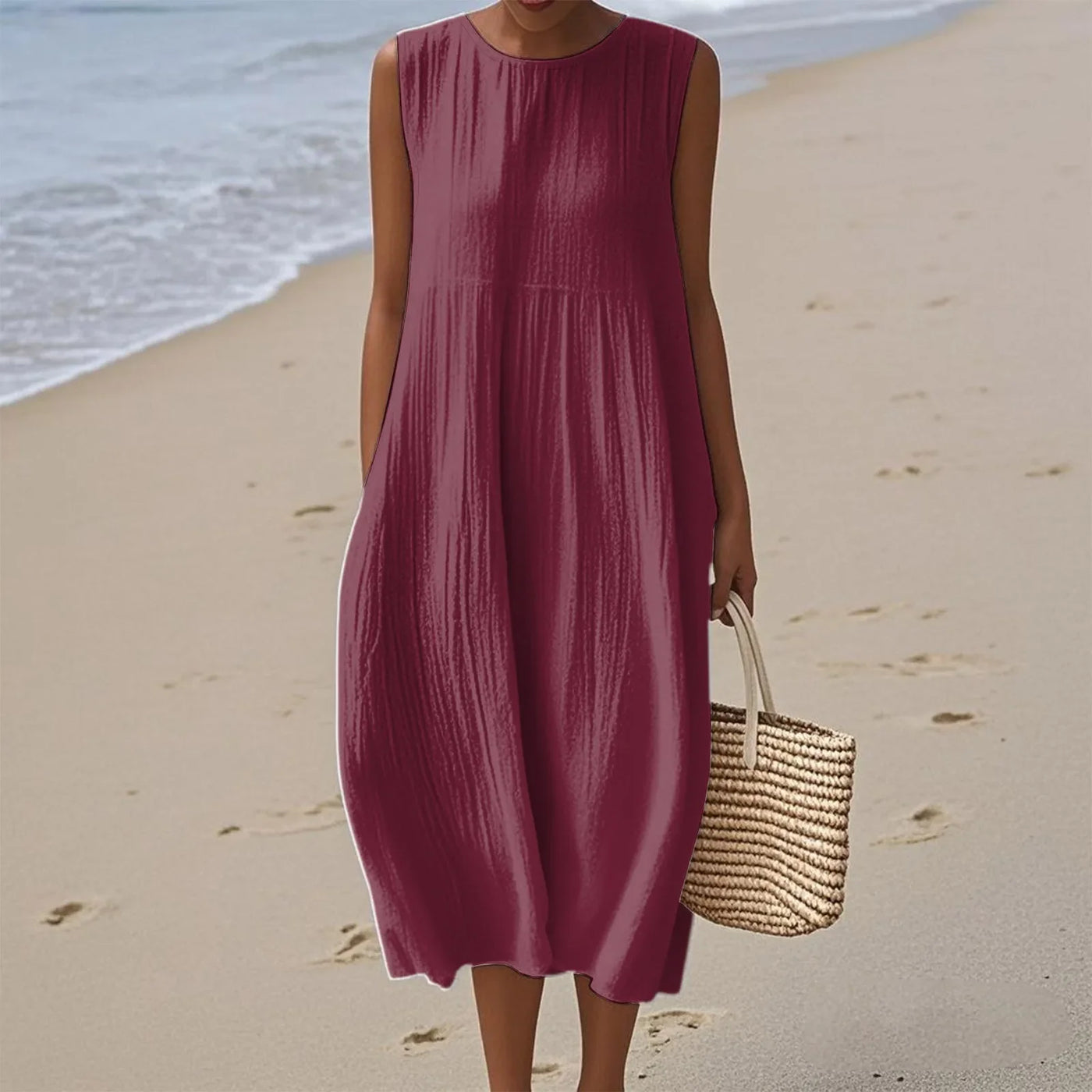 Sienna | Abito Midi Senza Maniche per uno Stile Estivo Senza Sforzo
