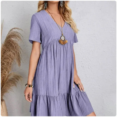Abiti Peplum Estivi per Donne, V-Collo, Corti