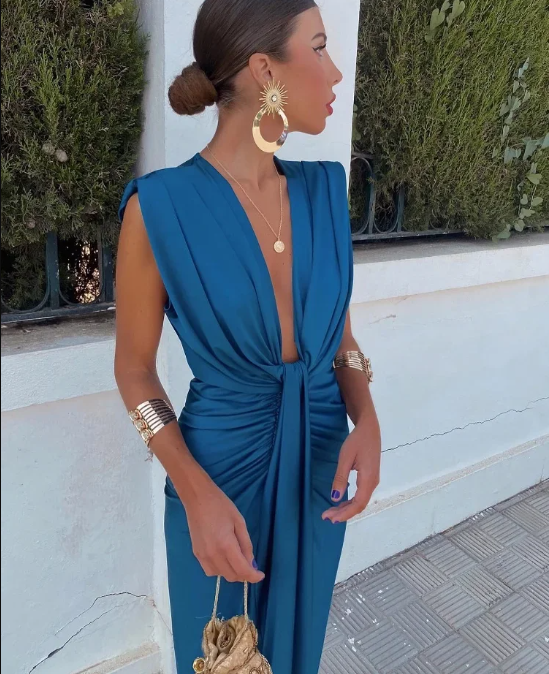 Crocetta™ | Elegante Abito con Scollatura Profonda