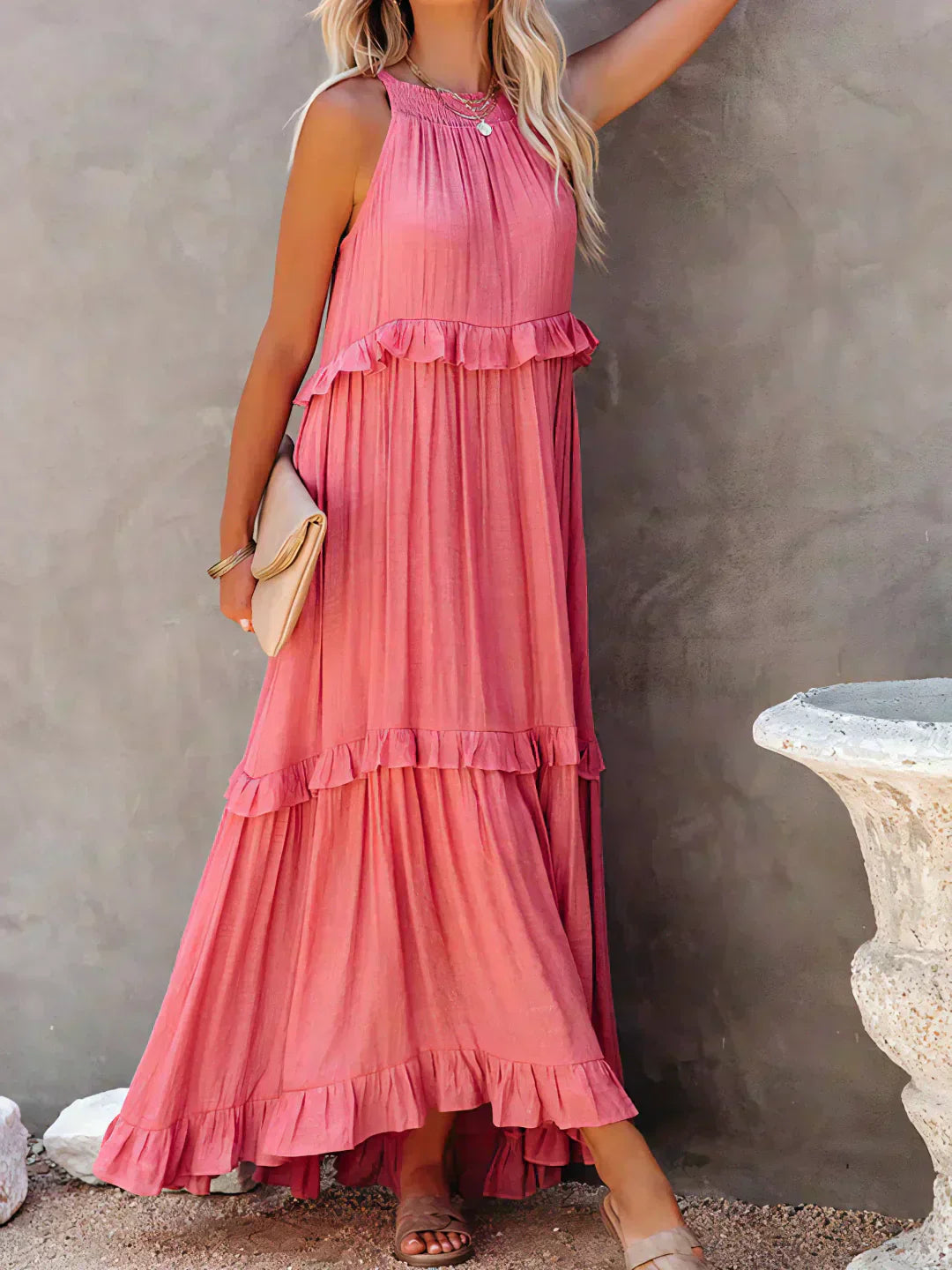 ANETA | Abito elegante senza maniche con volant