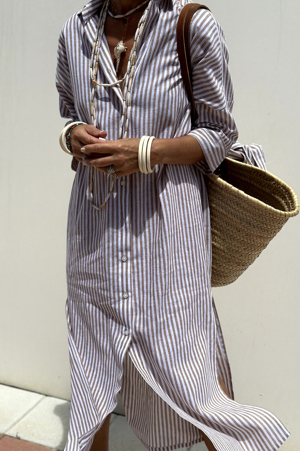 Sophia | Abito Camicia con Strisce Senza Tempo e Comfort Elegante