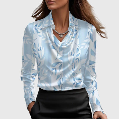 Sylvie | Blusa con lucentezza di lusso e scollatura plissettata