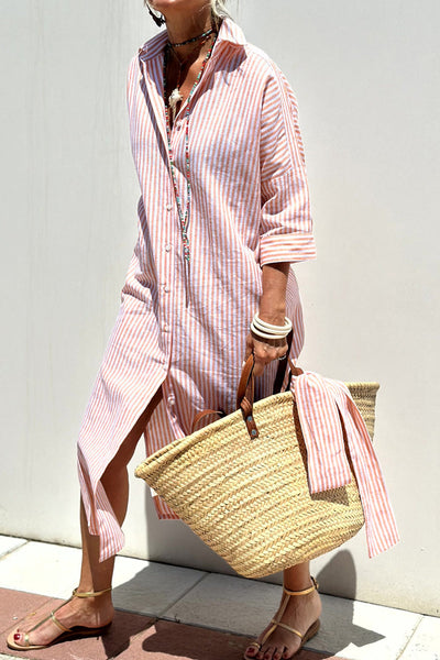 Sophia | Abito Camicia con Strisce Senza Tempo e Comfort Elegante