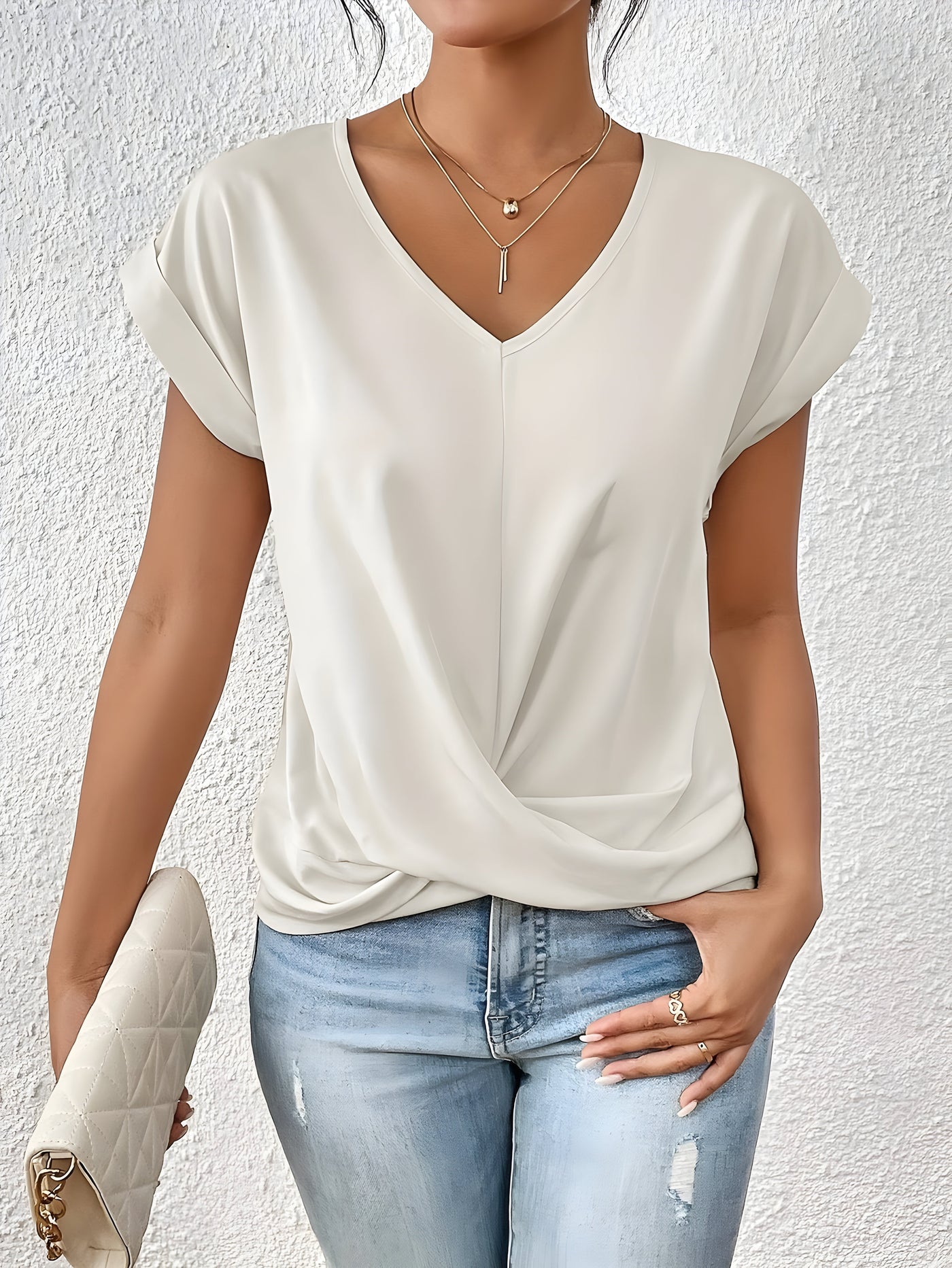 Maia – Top V-Hals con Twist Frontale