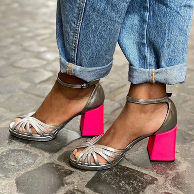 Seraphina™ | Sandali brillanti con tacco spesso e fibbia elegante
