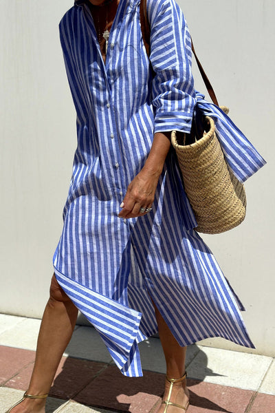 Sophia | Abito Camicia con Strisce Senza Tempo e Comfort Elegante